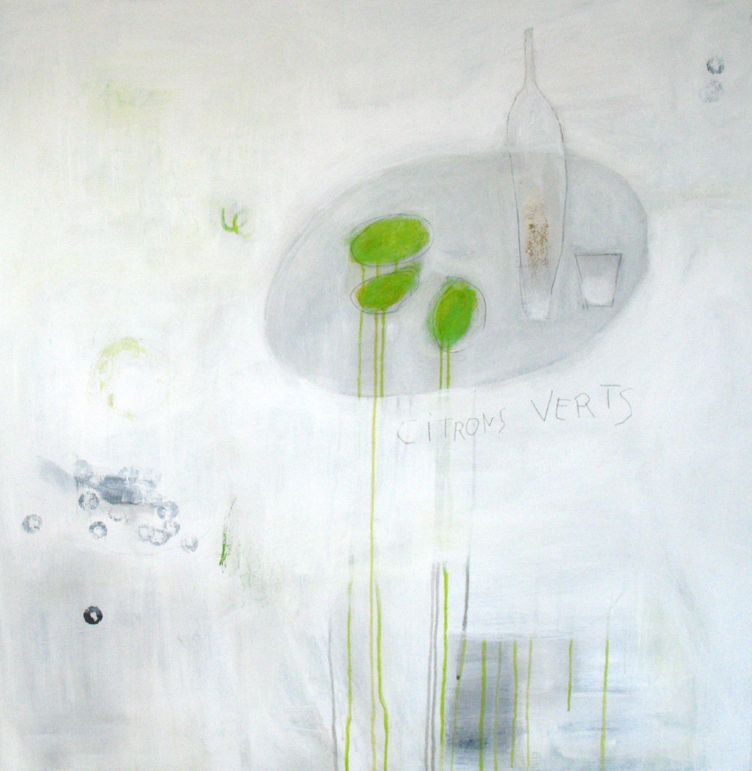 Citrons Verts (2012) acrylic and graphite on wood 36&quot; x 36&quot;